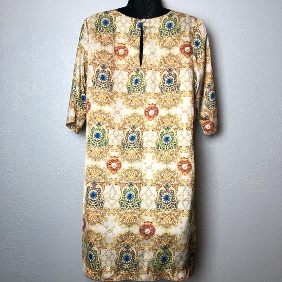TRAFFIC PEOPLE gold bejeweled jewel print Dress M - Picture 7 of 14